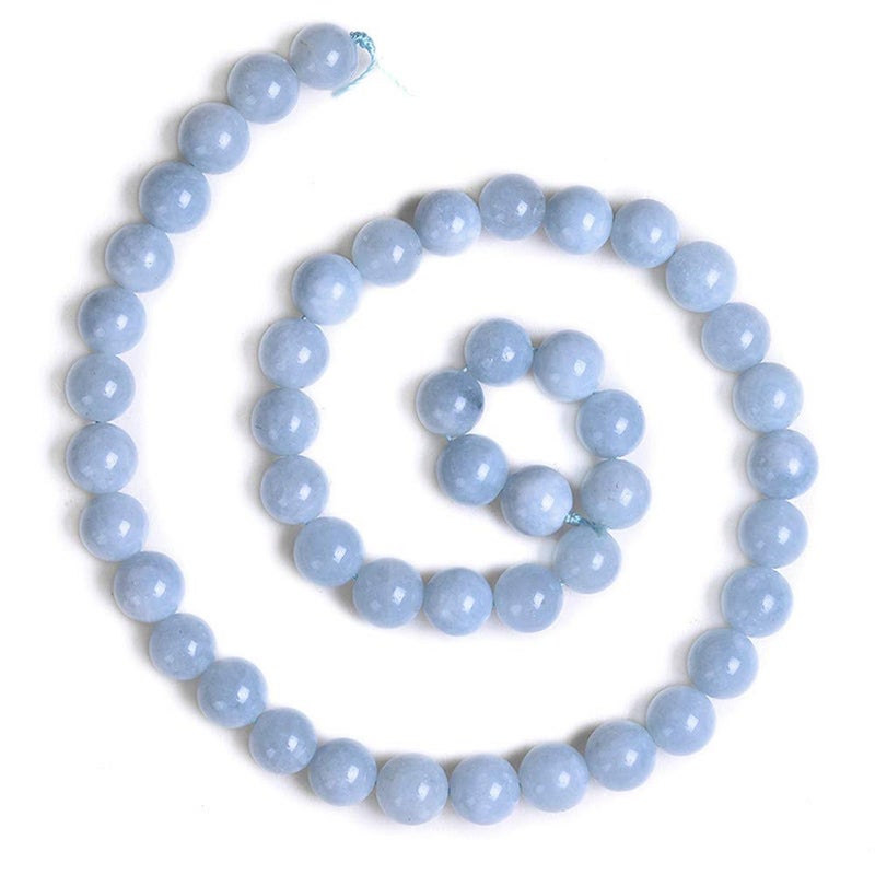 PLTbeads Natural Gemstone Loose Beads Smooth Round Approxi 15 inch DIY Bracelet Necklace for Jewelry Making (6mm, Light Blue Dyed Jade) - Image 2